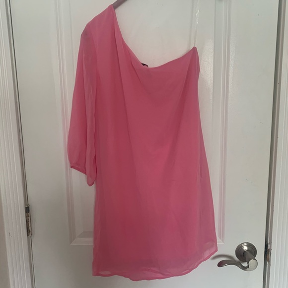 Pink One Shoulder Shift Dress - Picture 2 of 2